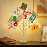 EAMBRITE Money Tree Gift Holder, Lighted Birch Tree 2FT 24LED, Battery/USB Powered Timer Light Up Display Twig Gift Card Tree with 12 Clear Clips and 6 Cards for Home Christmas Graduation Photo Memo