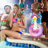 Wxcrsaz Porch Goose Summer Outfit for Cement or Plastic Goose 23'' Lawn Patio Statue, Bikini Goose Clothes, Hawaiian Outfit with Hat Sunglasses & Swimming Ring for Outdoor Garden Yard Decor (Pink)