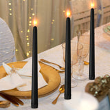 Macarrie 24 Packs Flameless Taper Candles Battery Operated Fake 11 Inch Long Candle Light LED Flameless Candlesticks Flickering Tapered for Wedding, Halloween, Christmas(Black)