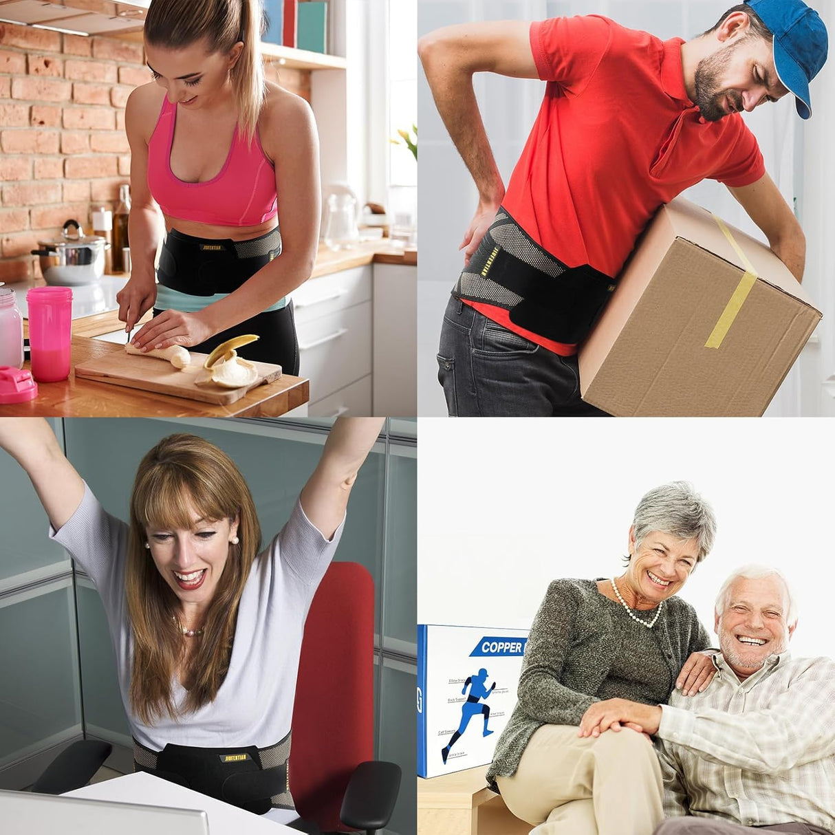 JIUFENTIAN Copper Back Braces for Lower Back Pain with Support System - Lower Back Brace for Herniated Disc,Lumbar supports for Sciatica, Scoliosis,Heavy Lifting and Work(X-Large)