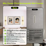 Battery Operated Wall Sconces Set of Two: Dimmable Wireless Wall Lights with Remote, 31-inch LED Rechargeable Sconces, 360° Lighting Wall Scone Decor for TV, Mirror, Bedroom, Living Room(Gold)