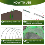 Nsitehalo 36pcs Garden Hoops for Raised Beds with Garden Netting, Rust-Free Fiberglass Greenhouse Hoops Grow Tunnel & Clips, Hoop House Support Frame for Row Cover & Plant Stakes for Vegetables