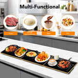 Electric Warming Tray, Extra-Long 47.24'' x 11.81'' Glass Surface, 3-in-1 Warming Mat for Food, with 7 Temperature + 8-Hour Timer Settings, Modular Food Warmers for Parties Buffet for Catering