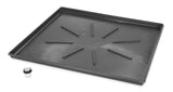 Camco Low Profile Washing Machine Drain Pan with PVC Fitting - 29 inch x 33 inch ID and 30.5 inch x 34.5 inch OD - Protects Your Floors from Washing Machine Leaks - Easy to Use - Graphite - 20784