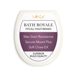 Bath Royale Round Toilet Seat Replacement with Cover BR500-01 Slow Close, Heavy Duty Sturdy, Stain-Resistant, No Jiggle and Easy to Clean, Fits All Toilet Brands, Executive Series - Biscuit/Linen,