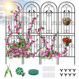YOBAZAN Metal Garden Trellis, 86.7" H x 19.7" W Black Coated Wire Lattice Panel, Sturdy Plant Support for Climbing Roses Vines Cucumbers Vegetables Outdoor Patio Yard (4 Packs)