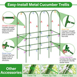 Sunwinx Garden Cucumber Trellis for Climbing Plants Outdoor with Grow Bag, 65x50 Inch Large U-Shaped Cucumber Trellis for Raised Bed, Metal Arch Plant Trellis for Vegetable Grape Pea Bean Vine Squash