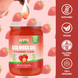 (8 OZ) Natural Sea Moss Gel Raw Strawberry Flavor Irish Seamoss Gel Vegan Women Men 102 Vitamins and Minerals Wild Harvested Non-GMO Immune Defense Booster Lung Thyroid Digestive Support