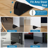 Optish 2 Pack Heavy Duty Door Stopper, Adjustable Spring Large Stopper, 3 Inches High Tall Wedge Stoppers for Bottom of Door, Door Stop Suits Any Heavy Door, Black