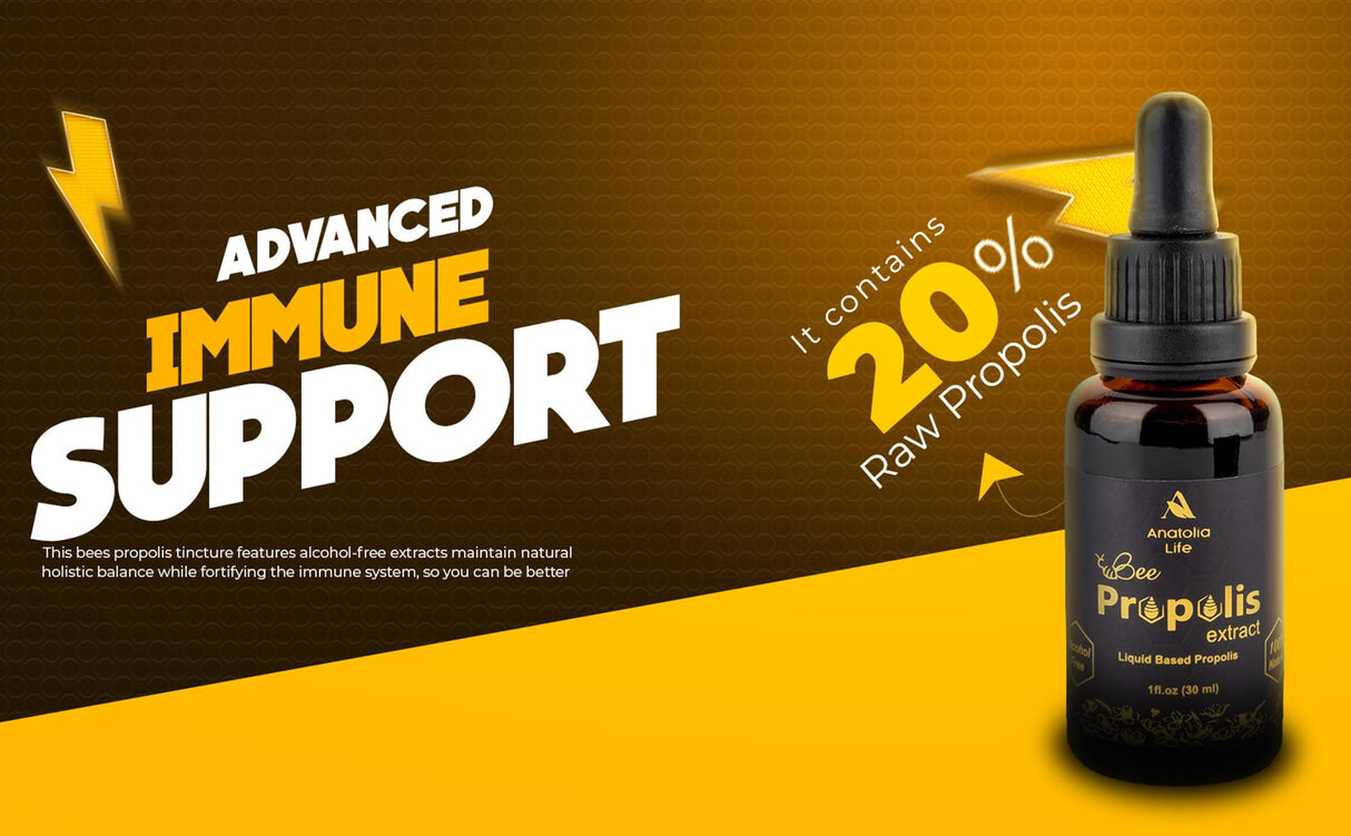 Natural Bee Propolis Extract, 30 mL, Advanced Liquid Tincture Immune System Booster and Seasonal Defense, Pure High Potency Herbal Supplement, Non-GMO and Alcohol Free (1 Pack)