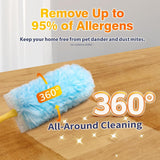 30 Count Duster Refills for Swiffer Duster with Extension Pole, Multisurface 360 Dusters with 3ft and 1 Short Handle, Disposable Dusters for Cleaning Furniture Blinds Fans Wall (Storage Bag Included)