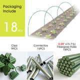 RIFNY 18 PCS Garden Hoops for Raised Beds, Greenhouse Hoops Kit Long Grow Tunnel for Row Cover, Rust-Free Fiberglass Garden Support Poles for Insect Mesh Netting Freeze Plant Cover (Green)