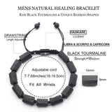 HASKARE Natural Stone Tourmaline Crystal Bracelets for Men, Protection Crystals Raw Black Tourmaline Beads Bracelet, Mens Energy Healing Bracelets for Anxiety, Handmade Bracelet Gifts for Men