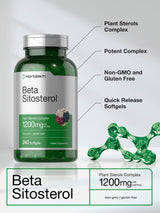 Horbäach Beta Sitosterol 1200mg | 240 Softgel Capsules | Mega Strength | Plant Sterols Complex | Non-GMO, Gluten Free Supplement