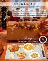 KokoSelene Food Warming Mat, Dual-Zone Heating Mat for Food with 7 Temp & Timer, 10s Fast Heat Flexible Silicone Warmer for Home, Parties, Buffet Serving (Cream-2 PCS)