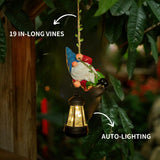 WONDHOME Solar Hanging Gnome Garden Statue Climbing Rope Gnome with LED Lantern Outdoor Decor Tree Hugger Yard Porch Wall Decoration Christmas Thanksgiving Birthday Gardening Gift for Mom Women
