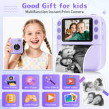 Instant Print Camera for Kids, Christmas Birthday Gifts for Girls Boys, 1080P Instant Digital Print Cameras for Toddler,Portable Toy for 4 5 6 7 8 9 10 Year Old Girl with 32GB SD Card，Purple