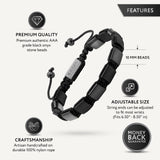 RTZN® Black Onyx Bracelet for Men – Premium Artisan Handcrafted Authentic Matte Black Beads – 9MM Adjustable Mens Beaded Bracelets (Havana)