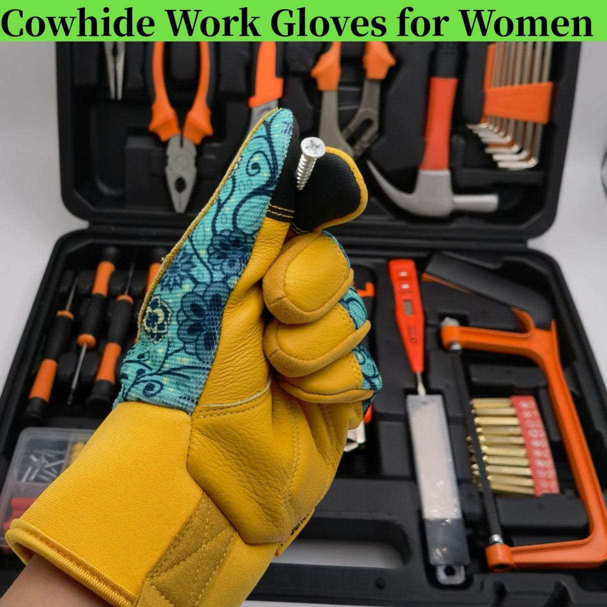 MSUPSAV Puncture Resistant Gardening Gloves,Work Glove,Blue,Medium