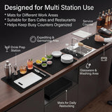 Tioncy 2 Pcs Bar Mat for Countertop 18 x 12 Inch Black Non Slip Look Service Spill Mat for Cocktail Bartending Coffee Station Restaurant Barber Tools Dish Drying Home Bar Pads