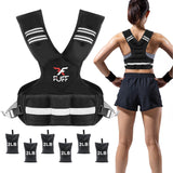 FUFF Adjustable Weighted Vest for Adult, 20-32lb Vest with 6 Ironsand Weights for Strength Training, Large Weight Vest with Reflective Strip for Men & Women