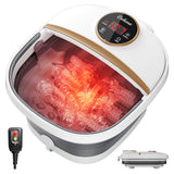 GEHONA Collapsible Foot Spa Bath with Heat,Foot Massager with Two Side Supports,Leakage Protector,Temperature Control,Bubbles,Red Light,Timer, Feet Spa Tub,Feet Soaker,Gifts (White)