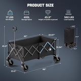 48" XL Collapsible Wagon Cart, 560 lbs Capacity Heavy Duty Folding Wagon with 7" All-Terrain Wheels, Foldable Utility Wagon for Camping, Garden, Shopping, Sports & Moving