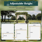 Metal Square Backdrop Stand Wedding Balloon Arch 9.8x9.8ft, Background Decoration Stand for Birthday Party Ceremony, Gold Backdrop Frame Valentine Anniversary Reception Decoration