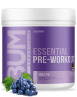 RAW Essential Pre-Workout Powder (Grape) - Chris Bumstead Sports Nutrition Supplement for Men & Women - Preworkout Energy Powder with Caffeine, L-Citrulline, L-Tyrosine, & Beta Alanine Blend