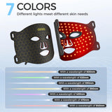 EVFOFO Led Face Mask Light Therapy, Red Light Therapy for Face, 7-1 Colors LED Facial Skin Care Mask, Black