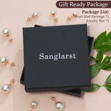 Sanglarst 4 Pairs Pearl Stud Earrings Sterling Silver Earring Flat Round