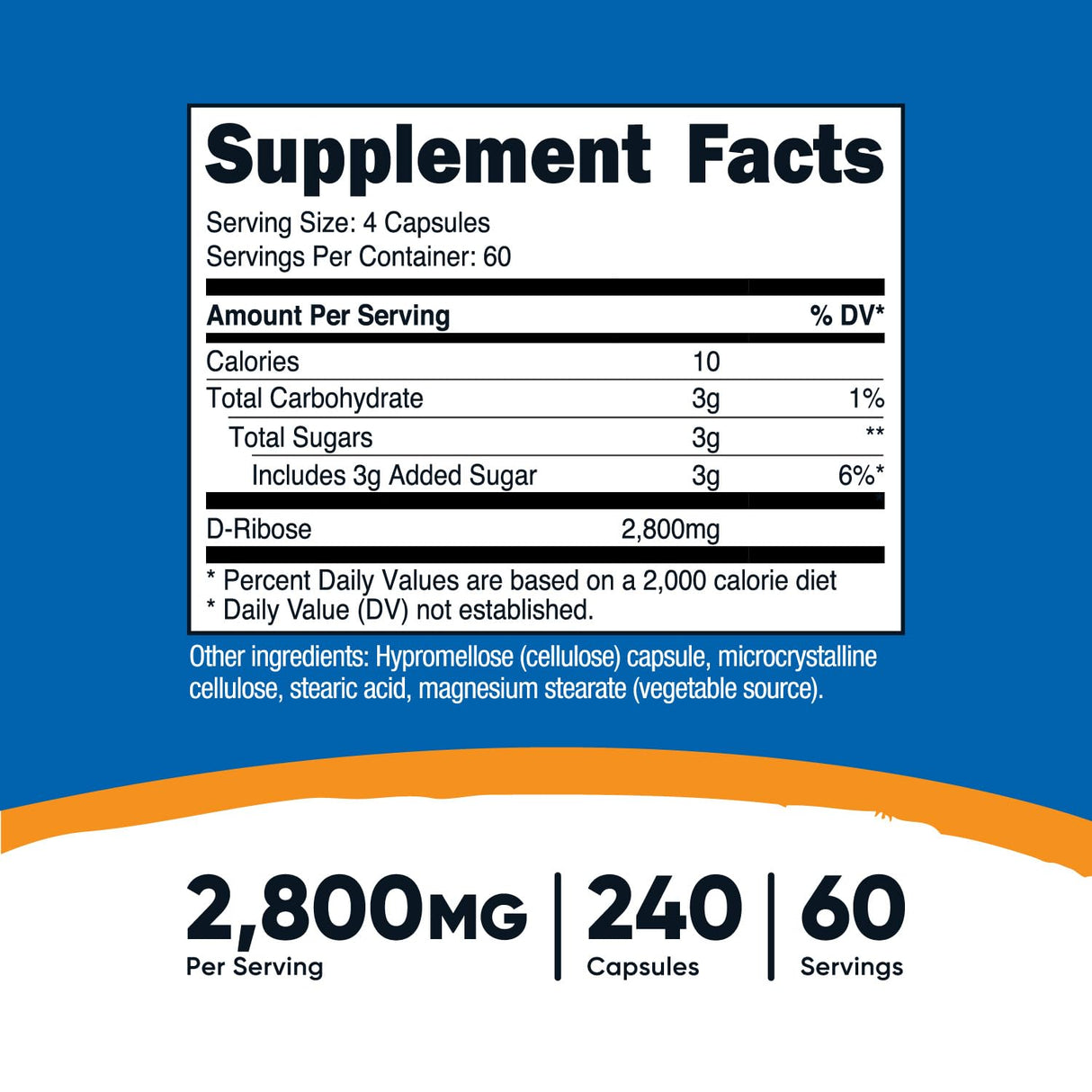 Nutricost D-Ribose 700mg (2800mg Per Serving), 240 Capsules - Vegetarian Friendly, Non-GMO, Gluten Free