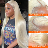 DJFG 613 Lace Front Wig Human Hair 30 Inch Blonde Wig Human Hair 613 13x6 Lace Front Wig Human Hair 200 Density Blonde Lace Front Wigs Human Hair Pre Plucked HD Lace Frontal Wig Straight Glueless