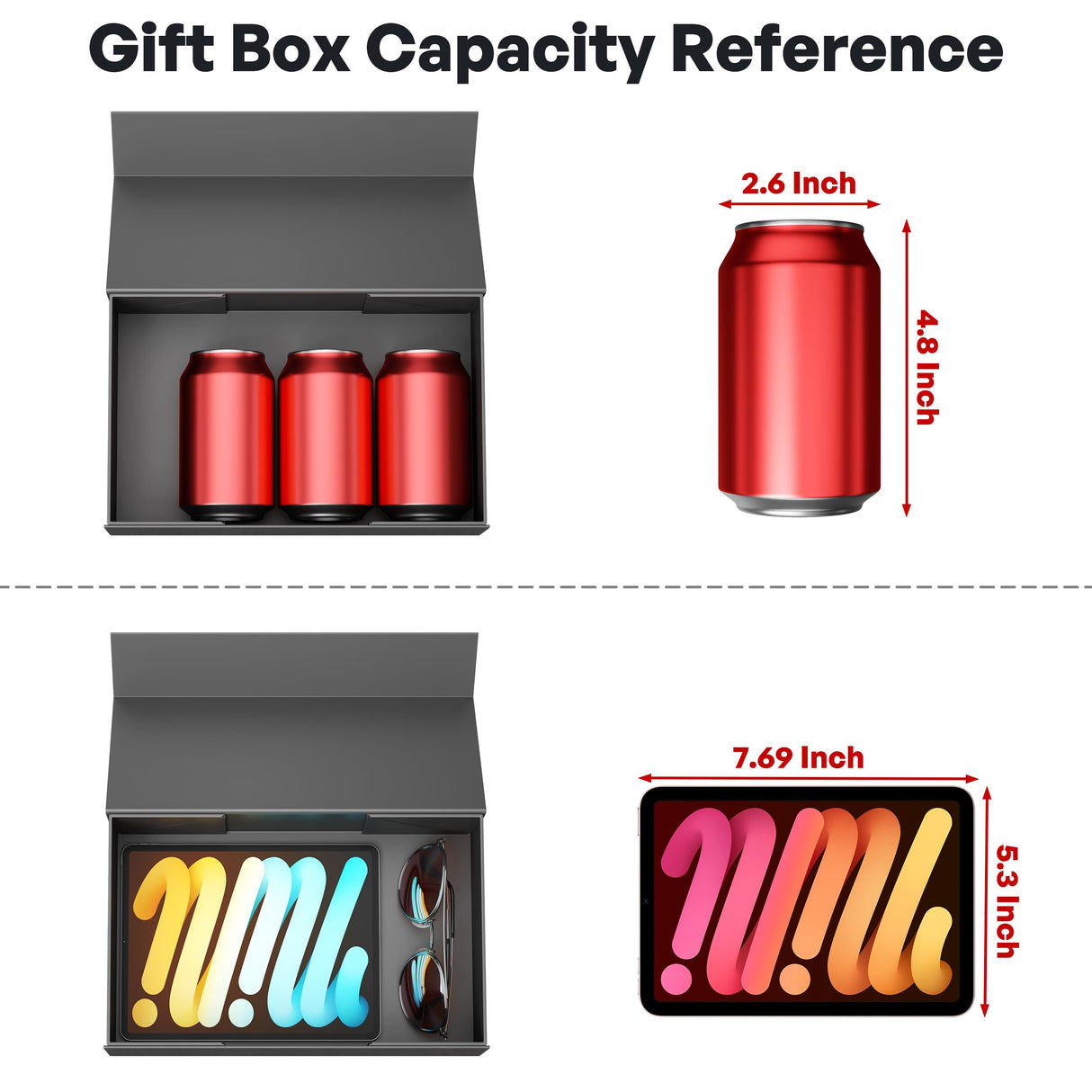 RYDDOY 5 Pack Black Gift Box, 9.5x6x3'' Gift boxes for Presents with Lids Magnetic Closure Rectangle Collapsible for Groomsman Proposal Box, Wedding, Christmas, Halloween, Birthday Gift Packging