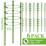 Legigo 6 Pack 30 Inch Plant Support Cages Tomato Cage for Garden- Plant Cages Adjustable Rings, Tomato Plant Support Stakes Trellis for Pots, Peppers, Cucumbers and Flowers with 10 Plant Clips