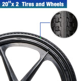 BAIVE BW 20" Flat Free Wheelbarrow Tires with 4Pcs 5/8" Bearing, Pu Flat Free Wheels Compatible with 2.44" Centered Hub for rubber-maid Garden Carts, Garden Trailers, Roofing Equipment