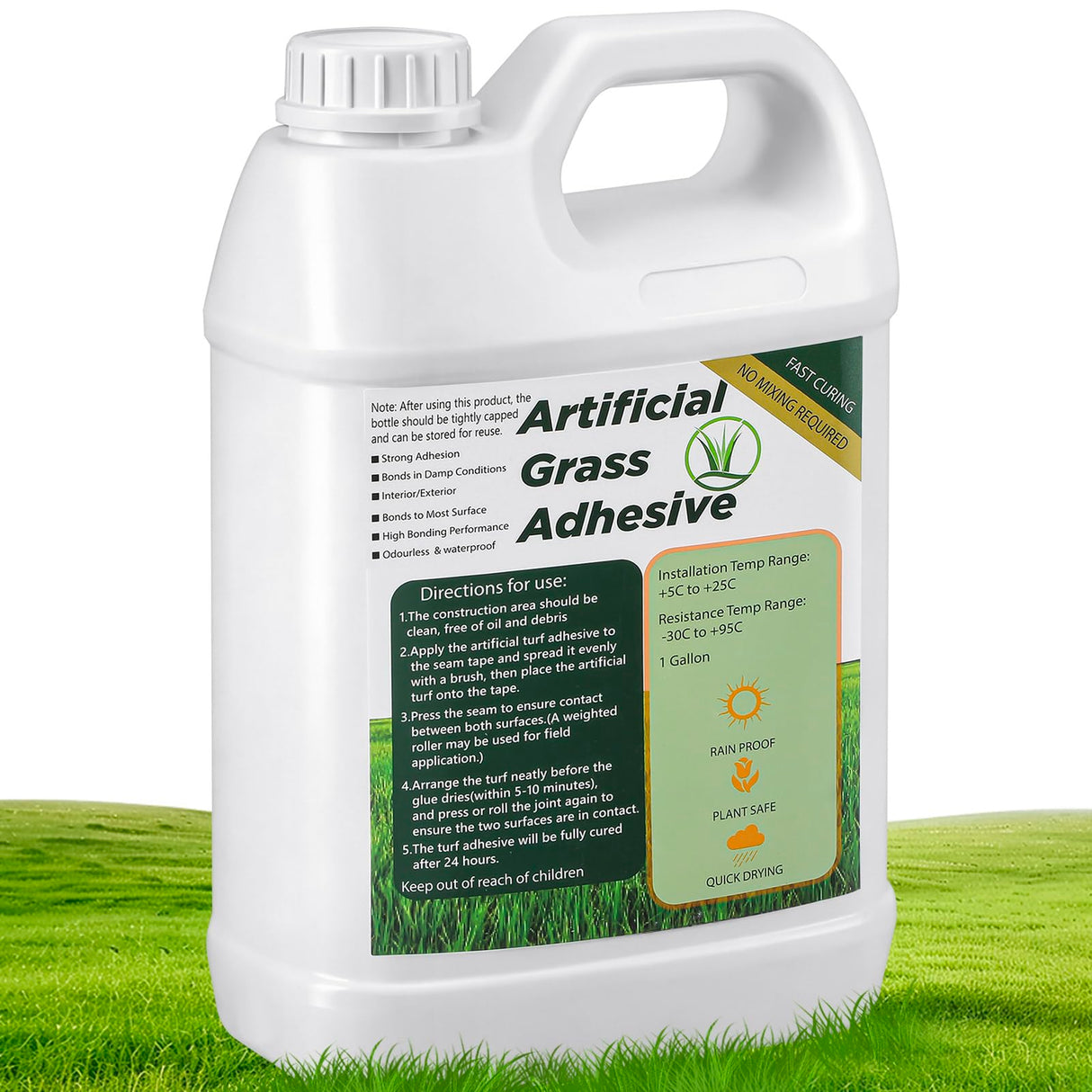Threlaco 1 Gallon Turf Glue for Artificial Grass Artificial Turf Glue Tape Grass Paint Concentrate Carpet Green Adhesive for Synthetic Surfaces