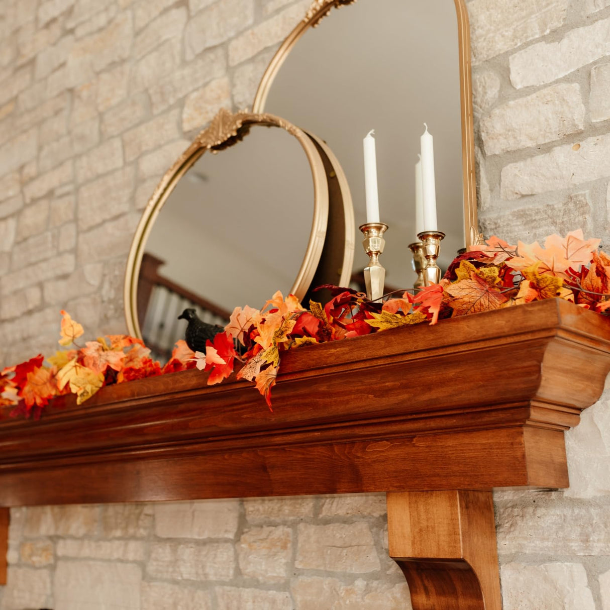 CQURE 4 Pack Fall Leaf Garland, Total 23.6Ft Artificial Fall Vines Autumn Garland Fall Maple Leaves Thanksgiving Decor for Home Wedding Fireplace Christmas