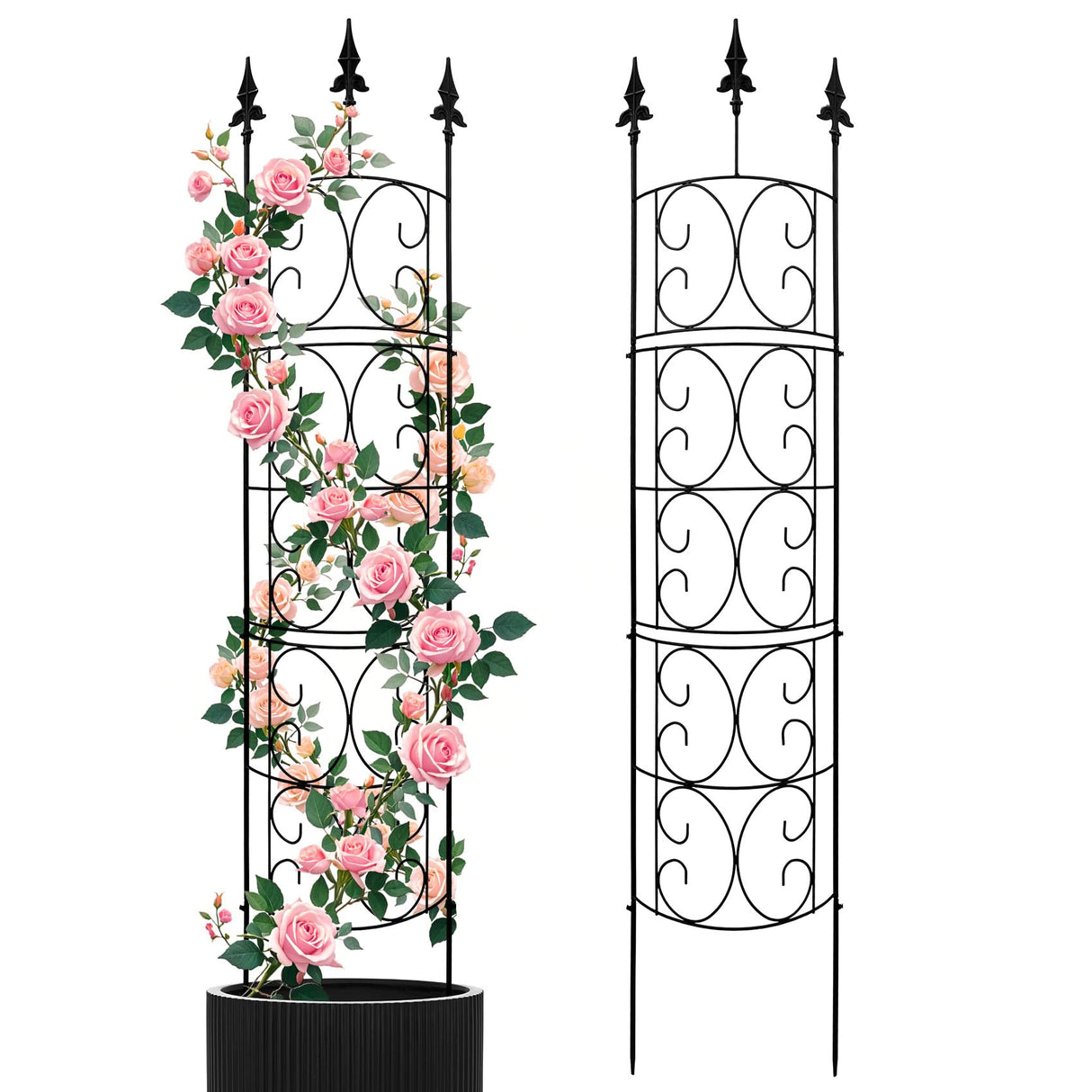 2 Pack 56.7'' H x 12'' W Garden Trellis for Climbing Plants Outdoor, Rustproof Metal Garden Flower Trellis, Rose Trellis for Outdoor Indoor Climbing Plants Clematis Vines Flowers Potted Plants, Tomato