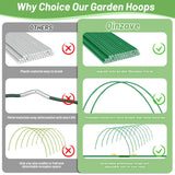 70 PCS Garden Hoops for Raised Beds 14 Sets Garden Tunnel Hoops Greenhouse Hoops Grow Tunnel, Rust-Free Fiberglass Garden Hoops Frame for Netting Shade Cloth Cover