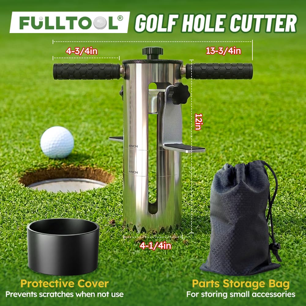FULLTOOL® Golf Hole Cutter, Stainless Steel with Foot Pedal, USGA Standard