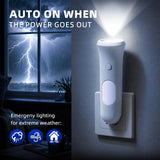 ROSSEX 4 in 1 Emergency Lights for Home Power Failure, 3 Pcs Rechargeable LED Flashlight Plug in Wall, Automatic Turn-On Power Outage Night Light Flashlight for Hurricane Preparedness Items