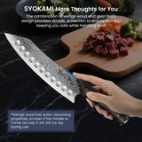 SYOKAMI Japanese Kitchen Knife, 8.2 Inch Chef Knife, Carbon Steel Kiritsuke, Razor Sharp Santoku for Precision Cutting, Damascus Pattern, Full Tang Wood Handle,Thanksgiving Christmas Cooking Gifts
