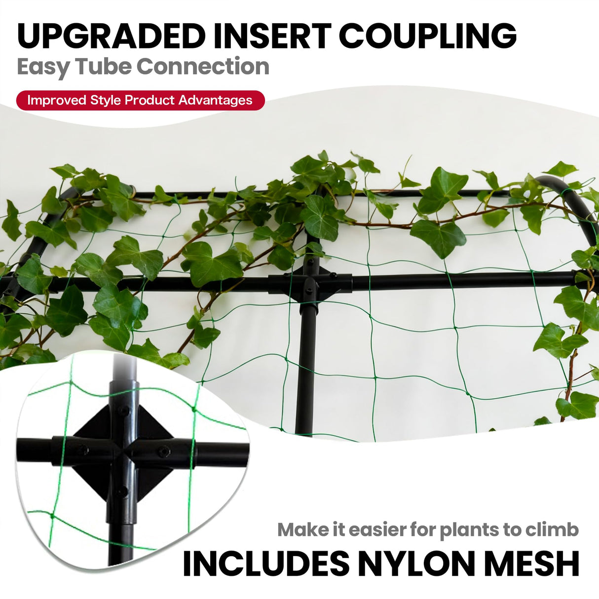 popsea 7.2 ft No-Drill Leaning Garden Trellis for Climbing Plants