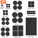 Felt Furniture Pads 400 Pieces, Furniture Pads for Hardwood Floors, Floor Protectors for Furniture Legs, Felt Pads for Furniture, Many Large Sizes Black