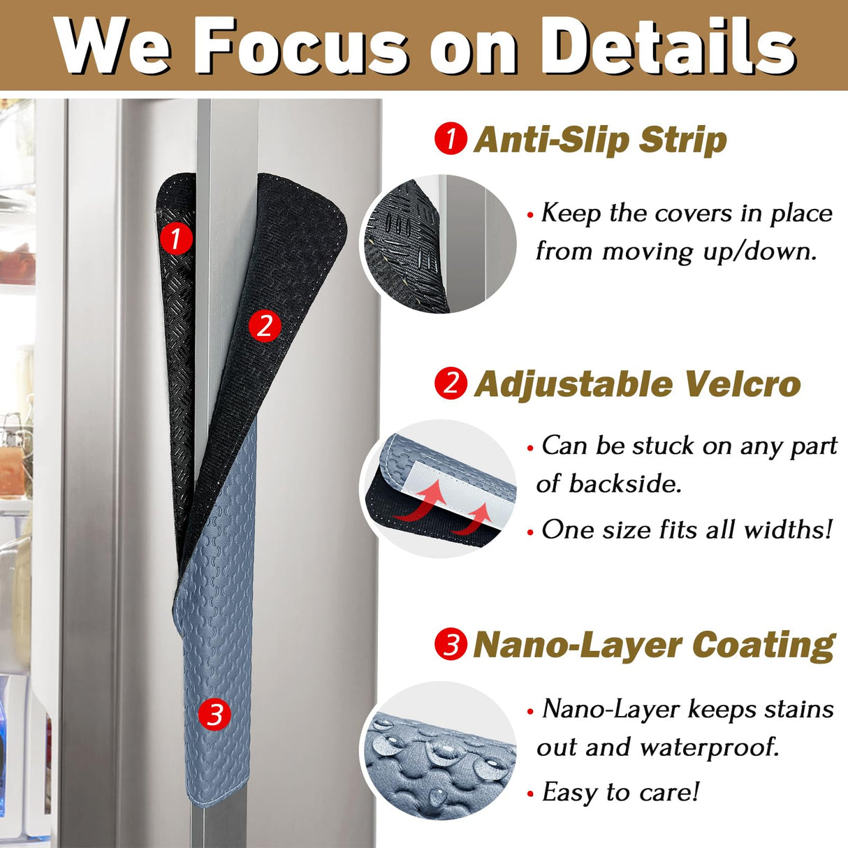 Refrigerator Door Handle Covers, 4 PCS, Performance Appliance Handle Covers, Non-Slip Fridge Door Handle Covers, Keep Your Kitchen Clean, Microwave Oven Dishwasher door Handle Protectors(Navy Blue)