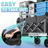 500LBS Heavy Duty Collapsible Wagon Cart with 360°Swivel Break for Beach