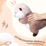 Riuhot Cute Otter Stuffed Animals Soft Sea Otter Plushie Toy 15.7" Christmas Birthday Party Plush Gift for Kids Children Girls Boys