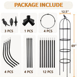 SORANGEUN 1 Pack Garden Obelisk Trellis for Climbing Plants Outdoor, 6FT Adjustable Metal Plant Support with 3 Decorative Tops, Black Rustproof Trellis for Roses, Tomatoes, Clematis & Vines