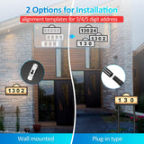 Solar Address Signs for Yard, Solar Powered Address Sign with Warm White & Cold White, IP65 Waterproof Solar House Numbers for Outside, LED Illuminated Plaques Wall Mounted & In Ground